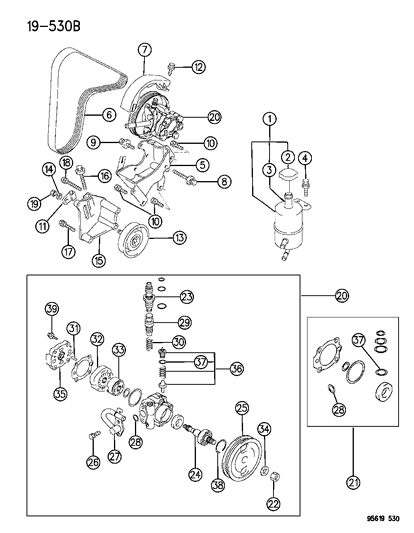 V - Belt, Power Steering Oil Pump (1480) W/O A/C Diagram for MD308989