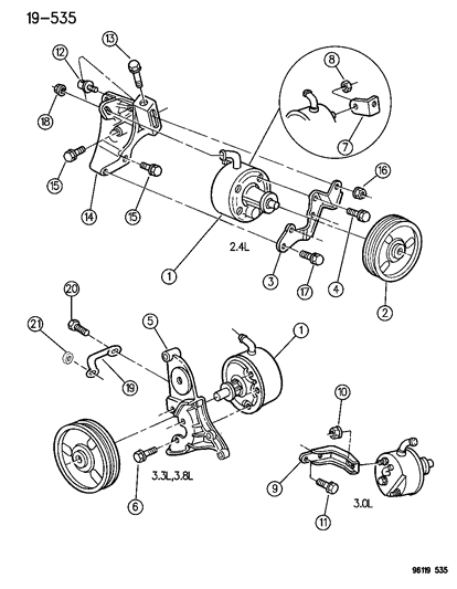1986 Dodge Charger Pump Assembly, Power Steering Diagram for 4684156