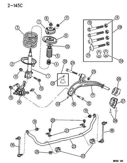 1986 Dodge Charger Strut Mount Assembly Diagram for 4694870