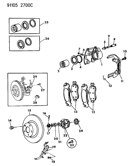 Shoe And Lining Package, Front Wheel Disc Brake Diagram for V1011822