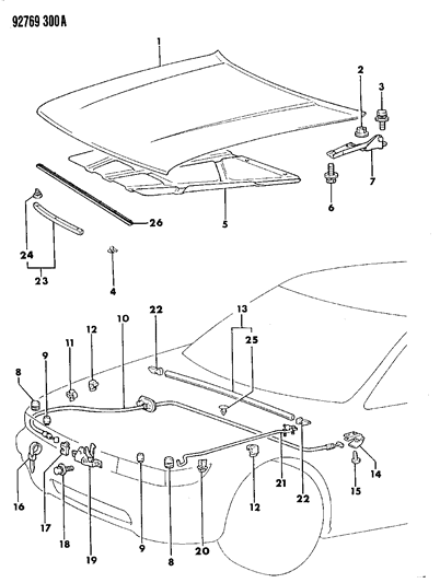 1992 Dodge Colt Bolt, Oil Filer W/Washer (8X20) Dual Cam Diagram for MF243651