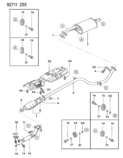 1990 Dodge Monaco Hanger, Muffler Diagram for MB906128