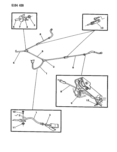 2006 Chrysler Sebring Hook, Parking Brake Intermediate Cable (P, K, E, H Body) Diagram for 3766379