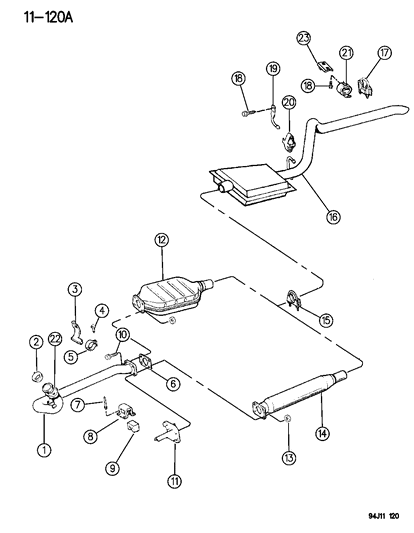 Muffler And Tailpipe Assembly, W/Hanger Diagram for E0022799