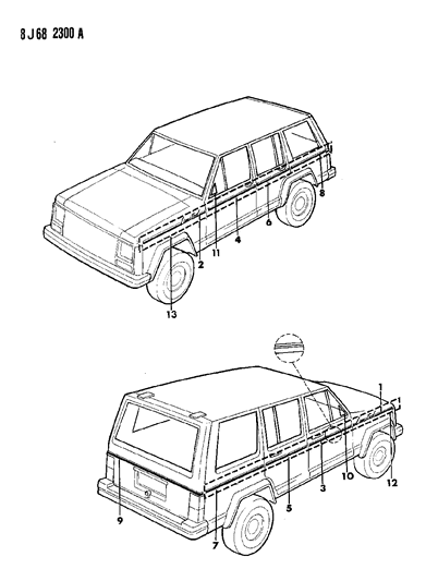 Decal Kit, Bodyside, Gold, 1987-90, Right Diagram for 5252746