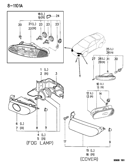 Bulb, Fog Lamp, 12V-55W, W/Wire, P Series Diagram for MS820964