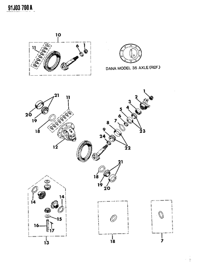 1993 Jeep Grand Cherokee Case Package, Differential, Includes items #13, 18, 19, 20. Diagram for 5252494