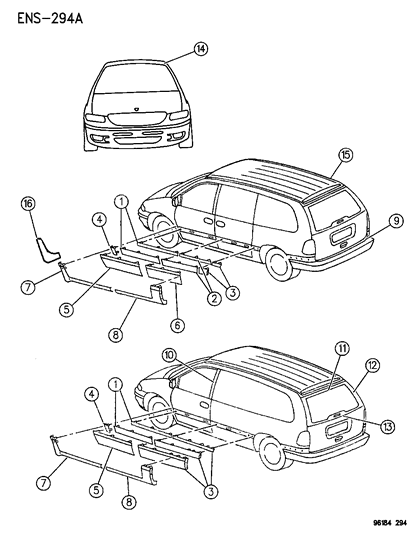 1996 Dodge Grand Caravan Moulding, Front Door Diagram for HR48SG8