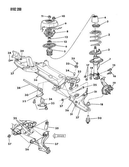 Nut, Front Suspension Strut To Knuckle Bolts M14X2.00 Diagram for 6500593