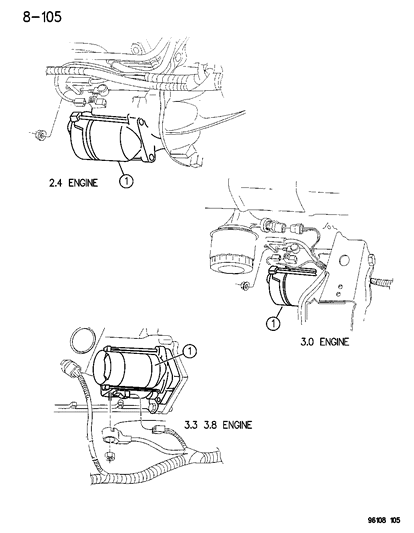 1986 Dodge Charger Starter, 3.0 Engine Diagram for R4686111