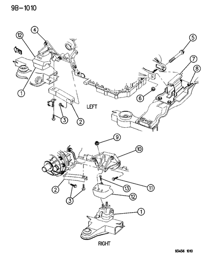 1993 Dodge Intrepid Insulator Assembly, Engine (Replace In Pairs), Rubber Diagram for 4663526