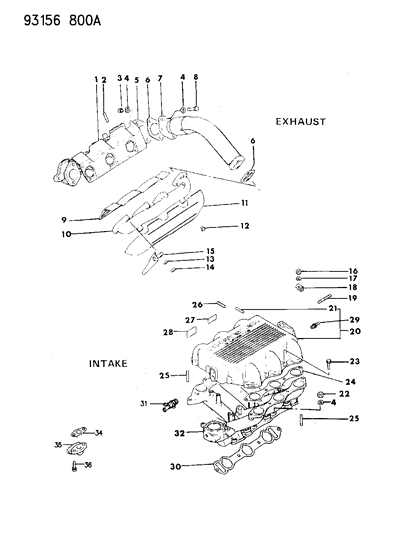 1993 Dodge Shadow Washer, Exhaust Manifold (Plain 10) Dual Cam R - T Series Diagram for MD050076