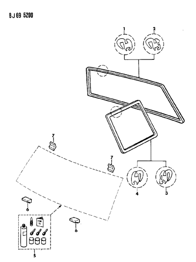 2024 Jeep Compass Repair Kit, Windshield And Rear Window Diagram for 83100051