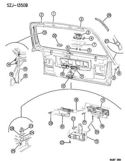 Support, Liftgate Gas Cylinder Diagram for G0004856AC
