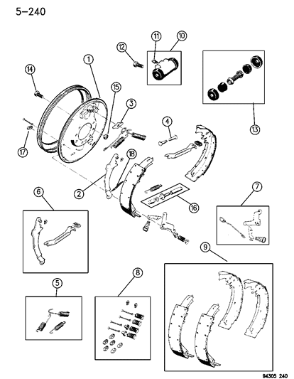 2004 Chrysler Concorde Shoe And Lining Package, W/13X2.5, Rear Diagram for BHKH2589