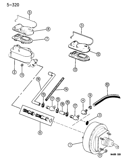Cylinder, Brake Master Diagram for V1102622AA