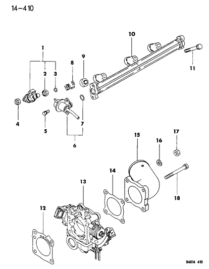 1989 Dodge D150 Sheet, Fuel Injector Diagram for MD614805