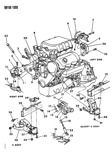 1990 Dodge Spirit Bracket, Engine Support Insulator Right Diagram for 4505496