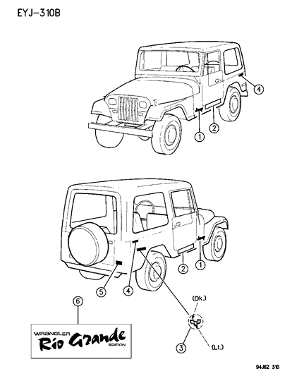 1986 Jeep Grand Wagoneer Decal, "Jeep" Diagram for 5AS15LV2