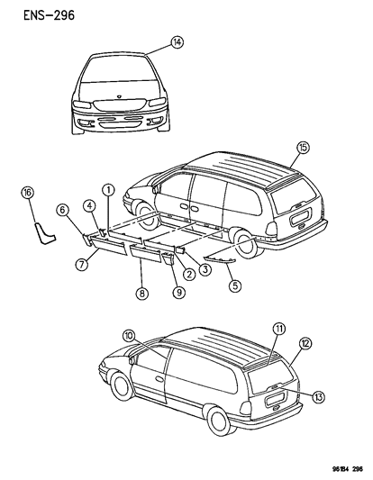 2020 Dodge Grand Caravan Moulding, Quarter Outside, Rear Diagram for HU97SW7