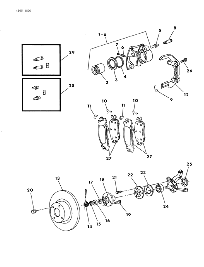 1989 Dodge D350 Shoe, Front Wheel Disc Brake, Standard Wheelbase Diagram for V1012268