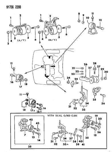 Bolt, Transmission Mounting W/Washer (10X25) Diagram for MB007176