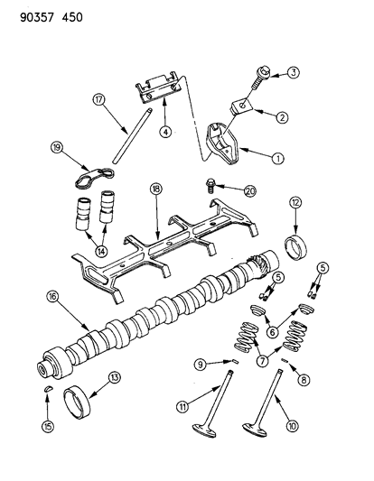1992 Jeep Wrangler Push Rod, Valve Diagram for 53006722