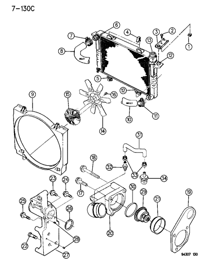 Clamp Radiator Lower Diagram for 52006750