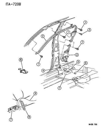 1994 Dodge Spirit Belt, Outer - Right Diagram for FR82PM6