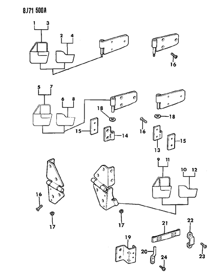 Hinge, Lower Door Half, Left Diagram for 55016579