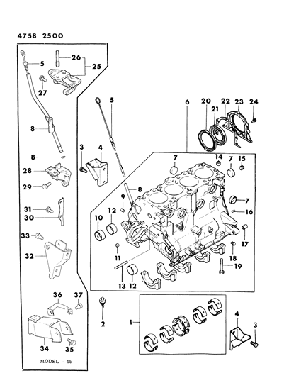 Bearing, Balance Shaft Front Right Standard Diagram for MD082301