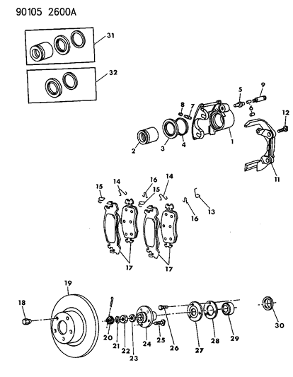 Disc, Front Wheel Brake (10.25" Diameter) Diagram for V5013968AA