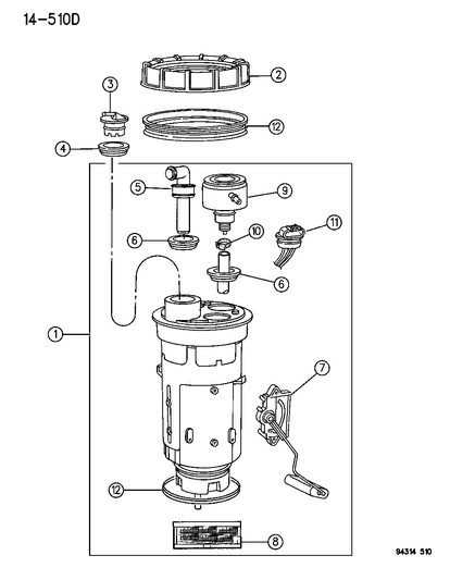 Module, Fuel Pump/Reservoir And Level Unit Diagram for R4762408