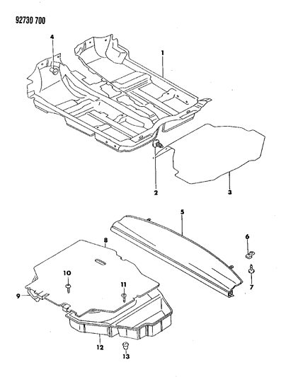 Clip, Front Floor Carpet, Gray Diagram for MU481130