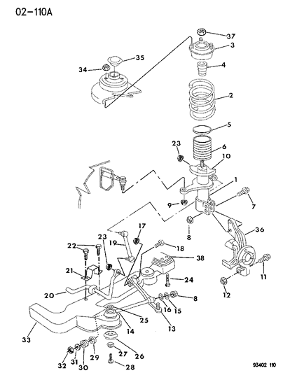 Nut, W/Washer, Strut To Knuckle 1993-4 Diagram for 6502396