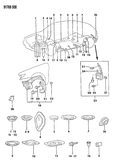1996 Dodge B3500 Bolt And Washer, Engine Oil Cooler Line (7T 6X16) Diagram for MF243624