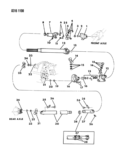 1988 Jeep Wrangler Clamp, Universal Joint Cross Yoke (7260) Diagram for 1828824