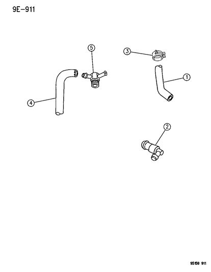 1995 Dodge Stratus Hose Pollution Control Valve Diagram for 4663583