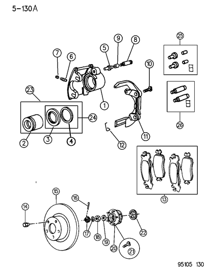 1995 Chrysler LeBaron Disc, Front Wheel Brake (10.25" Diameter) Diagram for V5013968AA