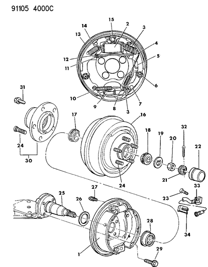 2021 Dodge Challenger Shoe And Lining Package, Rear Brake Diagram for V2012606AB