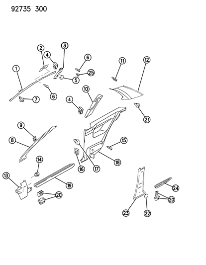 1993 Dodge Colt Clip , (Black) Diagram for MB619582