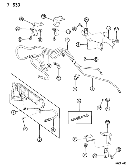 Package, Oil Cooler Lines Connect Repair, 1994-95 Diagram for 52028470