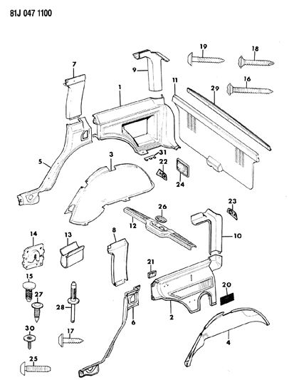 Clip, Windshield Garnish Molding Diagram for 34201299