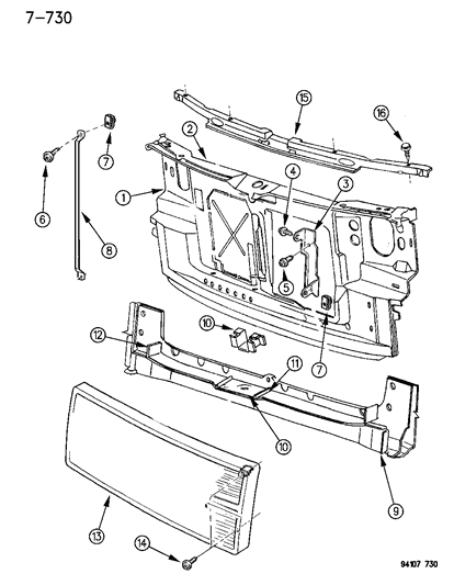 1985 Dodge Charger Grille, Radiator Diagram for 4576736