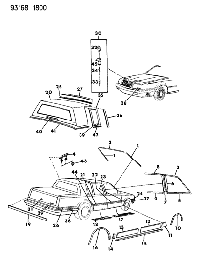 1993 Chrysler Imperial Moulding, Fender Upper Rear Diagram for BC23LX8