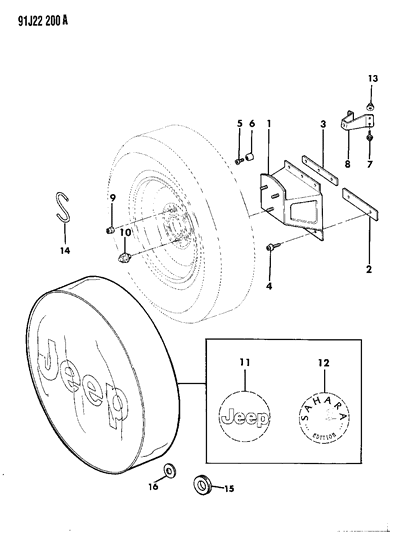 1991 Jeep Wrangler Nut, Capped Wheel Lug, Chrome (Wjl ) (1/2-20) Diagram for J4006956