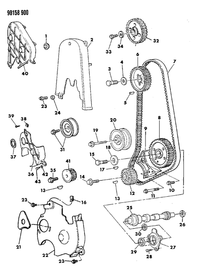 Belt, Timing (Except 16 Valve) Diagram for TBK10153