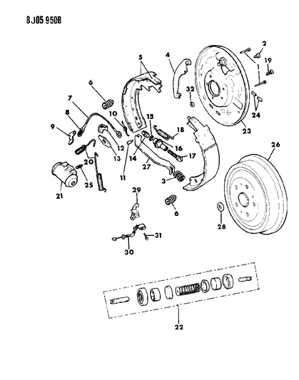 Nut, Automatic Adjuster Pivot Screw W/9" Brakes, Right, Rear Diagram for 2944693
