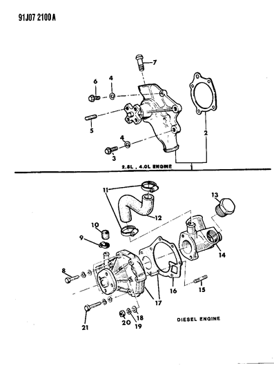 1991 Jeep Comanche Gasket Diagram for J3173204