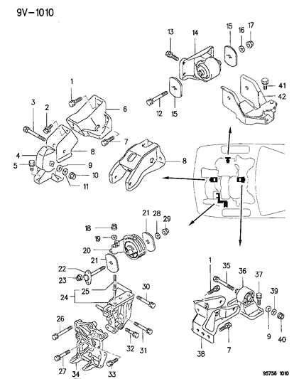 Bolt, Engine Mounting, W/Washer (10X25) Diagram for MF301343